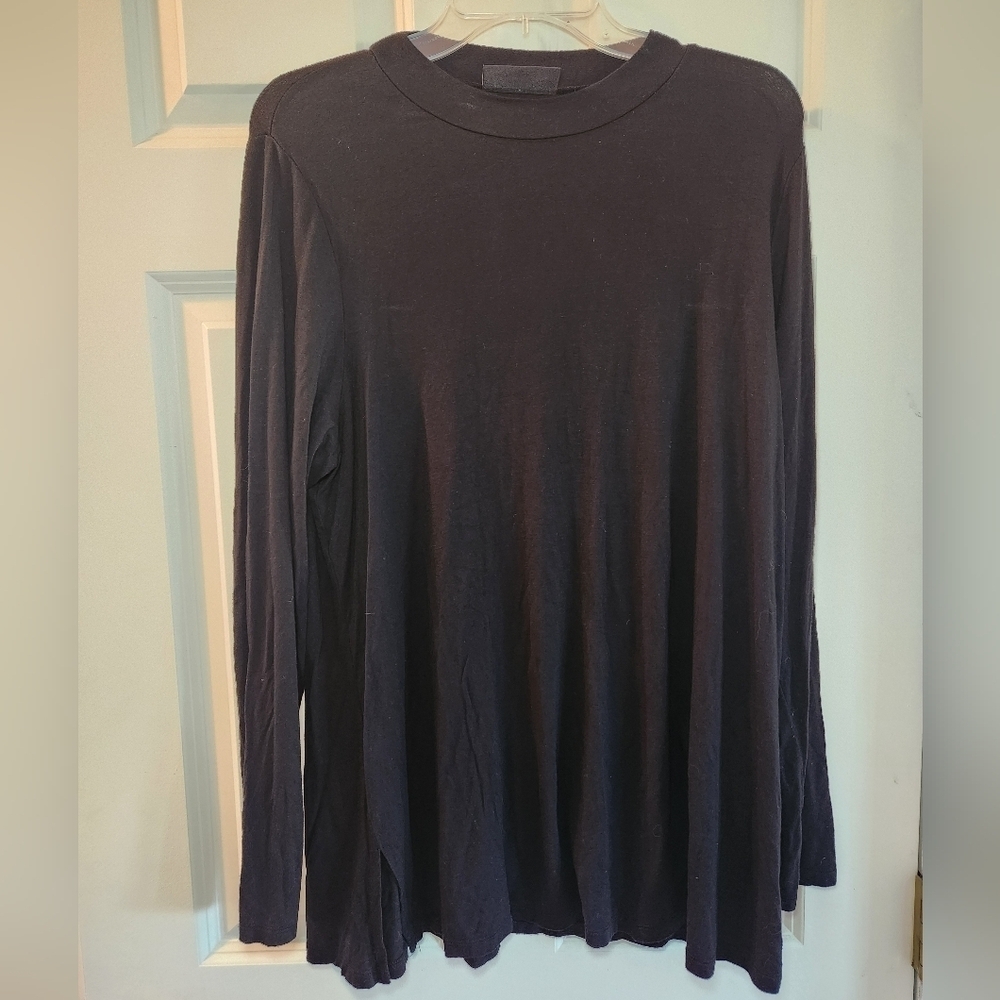 Lane Bryant Womens Top 18/20 Rich Black Long Sleeve Wardrobe Layering EUC Soft